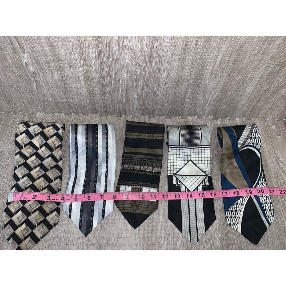 Lot‎ of 5 Men's Designer Neckties Multicolor Geometric Fashion Ties